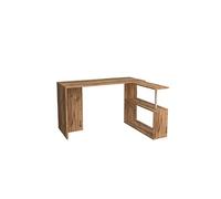 Toilinux - Bureau en forme de L avec étagères de rangement L.130 cm - Beige - Cayko Beige G
