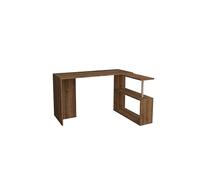 Toilinux - Bureau en forme de L avec étagères de rangement L.130 cm - Marron - Cayko Marron