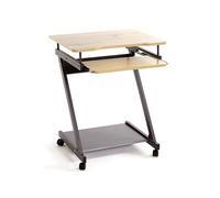 Bureau / chariot d'ordinateur en acier anthracite et MDF coloris chêne - Longueur 60 x Hauteur 76 x Profondeur 49 cm --