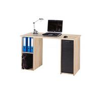 Bureau Chêne et Noir 2 Caissons 4 Niches 130 x 74 x 50 cm - L 130 x l 50 x H 74 cm