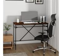 Bureau chêne fumé 100x50x75 cm bois d'ingénierie et fer Marron G