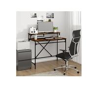 vidaXL Bureau Table d'ordinateur avec étagère – Industriel, chêne fumé bois d'ingénierie et fer