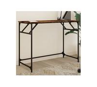 vidaXL Bureau chêne fumé bois d'ingénierie et acier enduit de poudre Marron G