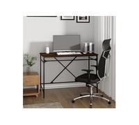 Bureau chêne marron 100x50x75 cm bois d'ingénierie et fer