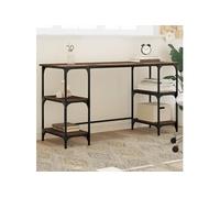 Bureau chêne marron 140x50x75 cm métal et bois d'ingénierie