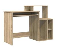 Bureau chêne Sonoma 120,5 x 44 x 88,5 cm avec rangement | Bois engineered, finition texturée, étagère intégrée, design minimaliste, bureau à domicile, espaces partagés