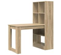 Bureau chêne Sonoma 122 x 67 x 145 cm Bois d'ingénierie | Étagères fonctionnelles, compartiments pour câbles, style minimaliste, instructions de montage, écriture et étude
