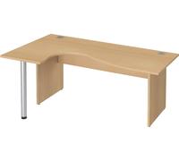 Bureau compact Excellens Bois L 180 cm retour à gauche plateau hêtre pied plein hêtre - voile de fond droit - - Bruneau