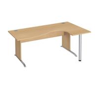 Bureau compact Excellens Bois L 180 cm retour droite plateau hêtre pied bois L hêtre - voile de fond droit - - Bruneau