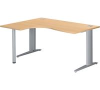 Bureau compact Excellens L 160 cm hêtre retour à gauche piétement métal Plus alu - - Bruneau