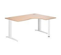 Bureau compact Excellens L 160 cm retour à droite piètement métal Plus blanc - - Bruneau