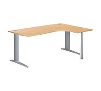 Bureau compact Excellens L 180 cm hêtre retour à droite piétement métal Plus fixe alu - - Bruneau