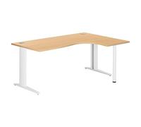 Bureau compact Excellens L 180 cm hêtre retour à droite piétement métal Plus fixe blanc - - Bruneau