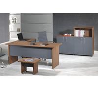 Bureau complet Bureau d'angle Meuble de bureau 4 pièces Bois Set Gris Meuble informatique