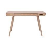 Bureau connecté multimédia avec tiroir bois clair massif L120 cm CLEVER