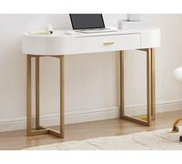 Bureau console avec 1 tiroir - MDF laqué et métal - Blanc et doré - TORELI II de Pascal Morabito