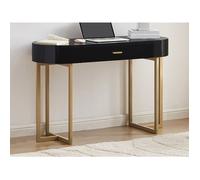Bureau console avec 1 tiroir - MDF laqué et métal - Noir et doré - TORELI de Pascal Morabito