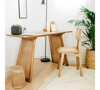 Bureau/console en bois et cannage - wocca miel TU