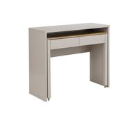 Vente-unique - Bureau Console Extensible avec 2 tiroirs - Beige et Naturel - LOAVIA - avec Rangement