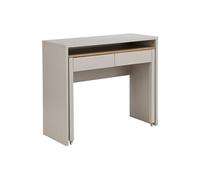 Bureau console extensible avec 2 tiroirs - Beige et naturel - LOAVIA