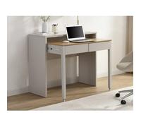 Bureau console extensible avec 2 tiroirs - Beige et naturel - LOAVIA