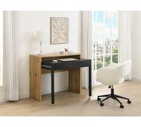 Vente-unique - Bureau Console Extensible avec 2 tiroirs - Coloris : Naturel et Noir - LOAVIA - avec Rangement