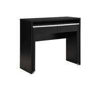 Bureau console extensible avec 2 tiroirs - Noir et effet marbre blanc - LOAVIA