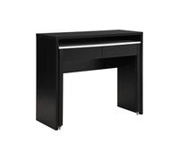 Bureau console extensible avec 2 tiroirs - Noir et effet marbre blanc - LOAVIA