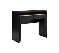 Bureau console extensible avec 2 tiroirs - Noir et naturel - LOAVIA