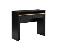 Bureau console extensible avec 2 tiroirs - Noir et naturel - LOAVIA