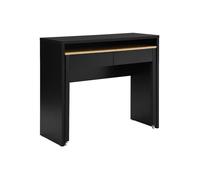 Bureau console extensible avec 2 tiroirs - Noir et naturel - LOAVIA