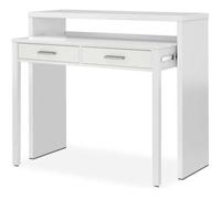 Bureau console extensible coloris blanc Artik - 87 x 98 x 36 cm