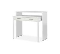 Bureau console extensible coloris blanc Artik - 87 x 98 x 36 cm --