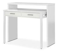 Bureau console extensible coloris blanc Artik - 87 x 98 x 36 cm -PEGANE- blanc Artik G