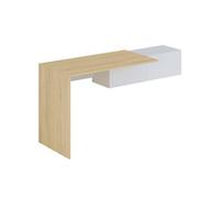 Bureau console suspendu avec 2 placards - Coloris : Naturel et blanc - MOLAWA