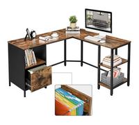 Bureau d’Angle avec caisson à dossiers suspendus OSKAR - Design Industriel & Fonctionnel (137 x 150 x 75 cm)