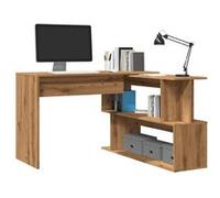 Bureau d angle chêne artisanal 200,5x50x76 cm bois d ingénierie