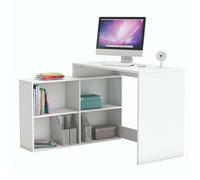 Bureau d’angle Droit ou Gauche Corner avec Rangement - Blanc mat - Robuste et Fonctionnel -112x101x77 cm