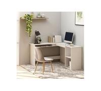 vidaXL Bureau d'angle en forme de L Blanc 120x140x75 cm Aggloméré
