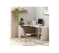 Bureau d'Angle en Forme de L Meuble de Travail Noir Bois d’Ingénierie vidaXL