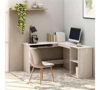 Bureau d angle en forme de L Blanc brillant Bois d ingénierie Blanc G