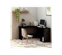 Bureau d angle forme de L Noir brillant 120x140x75cm Aggloméré
