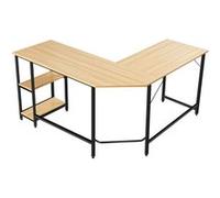 bureau d’angle giantex en forme de L avec 2 étagères de rangement table informatique industriel 138x138x75CM, naturel naturel G