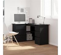 vidaXL - Bureau d'angle - Chêne noir 145x100x76 cm - 2 tiroirs - Contemporain