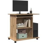 Bureau d ordinateur chêne artisanal 80x50x75 cm bois ingénierie Marron G