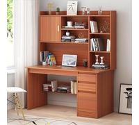 Bureau D’Ordinateur en Bois Qhome avec étagère Et Huche, Grand Bureau De Bureau à Domicile avec Tiroir Et étagère De Rangement, Bureau Pc Portable Moderne, D, 120x45x165cm(47x18x65inch)