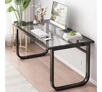 Bureau D’Ordinateur en Verre,Bureau D’étude D’écriture Simple Moderne avec Pieds en Métal,Bureau D’étude De Bureau à Domicile,Table De Travail Pc pour Pet, Black 120x70x72cm(47x27x28in), Black