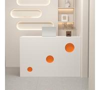 Bureau d'accueil moderne avec tiroir verrouillable, petit comptoir d'entrée avec comptoir de caisse pour magasin de vêtements, hall d'entrée ou salon de beauté (blanc + orange, L 80 x l 45 x H 95 cm