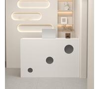 Bureau d'accueil moderne avec tiroir verrouillable, petit comptoir d'entrée avec comptoir de caisse pour magasin de vêtements, hall d'entrée, salon de beauté (blanc + gris, L100 x l45 x H95 cm)