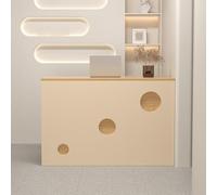 Bureau d'accueil moderne avec tiroir verrouillable, petit comptoir d'entrée avec comptoir de caisse pour magasin de vêtements, hall d'entrée, salon de beauté (Jaune + Bois, L80 x l45 x H95 cm)